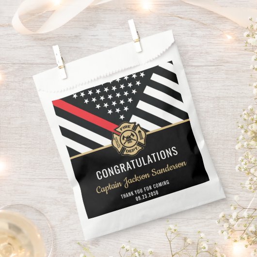 消防士の退職の赤線のフラグおめでとう フェイバーバッグ (クリップ留めされた状態)