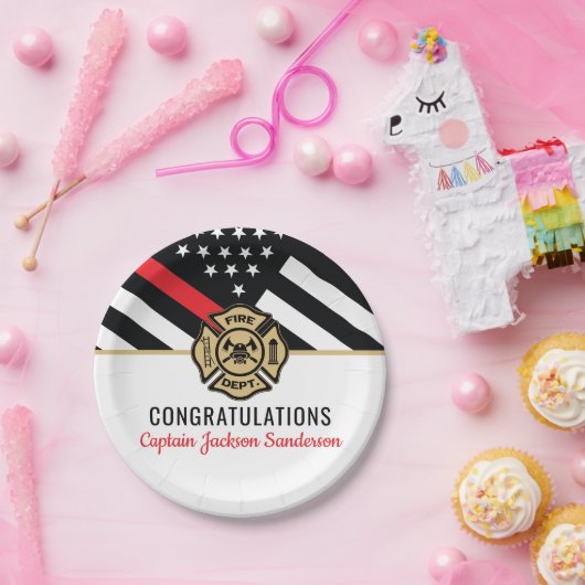 消防士の退職の赤線のフラグおめでとう ペーパープレート (パーティー)