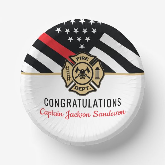 消防士の退職の赤線のフラグおめでとう ペーパーボウル (正面)