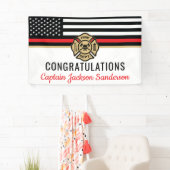 消防士の退職の赤線のフラグおめでとう 横断幕 (インサイチュ)