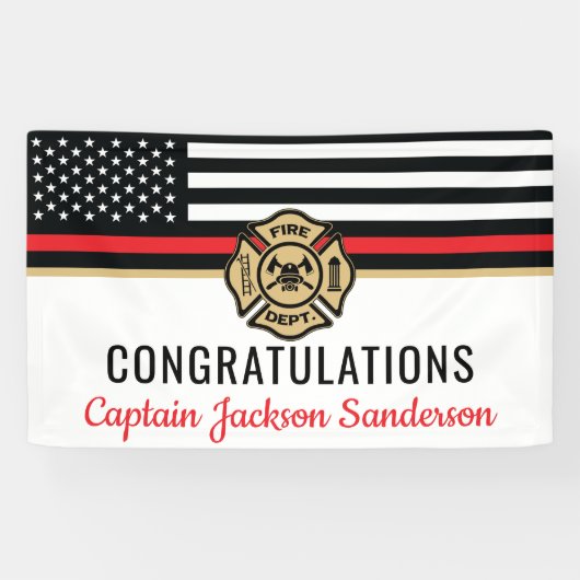 消防士の退職の赤線のフラグおめでとう 横断幕 (横)