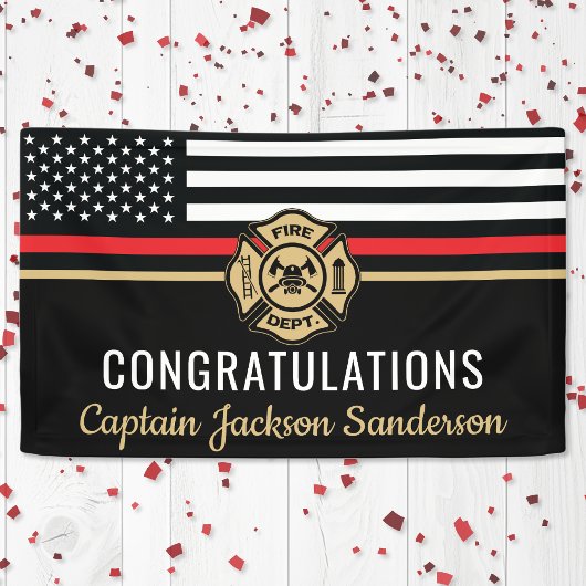 消防士の退職の赤線のフラグおめでとう 横断幕