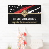 消防士の退職の赤線のフラグおめでとう 横断幕 (インサイチュ)