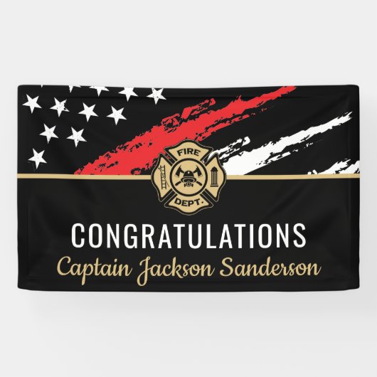 消防士の退職の赤線のフラグおめでとう 横断幕 (横)