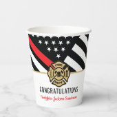 消防士の退職の赤線のフラグおめでとう 紙コップ (裏面)