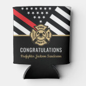 消防士の退職の赤線のフラグおめでとう 缶クーラー (正面)