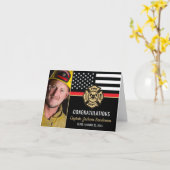 消防士の退職の赤線の旗の写真 カード (黄色い花)