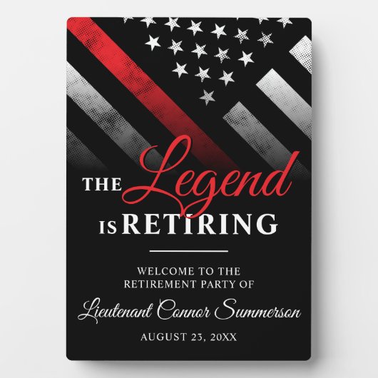 消防士の退職の赤線の旗へようこそ フォトプラーク (正面)