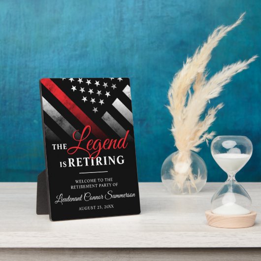 消防士の退職の赤線の旗へようこそ フォトプラーク (側面)