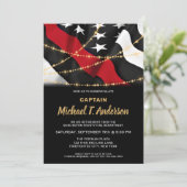 消防士の退職アメリカ国旗の薄い赤い線 招待状 (スタンド正面)