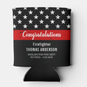 消防士の退職カスタム薄い赤線パーティー 缶クーラー (裏面)