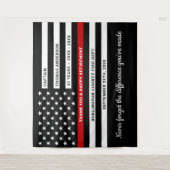 消防士の退職カスタム薄い赤線フラグ タペストリー (正面)