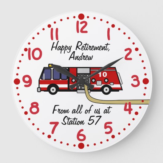 消防士の退職ギフト名前をカスタムする時計 ラージ壁時計 (正面)