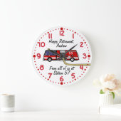 消防士の退職ギフト名前をカスタムする時計 ラージ壁時計 (ホーム)