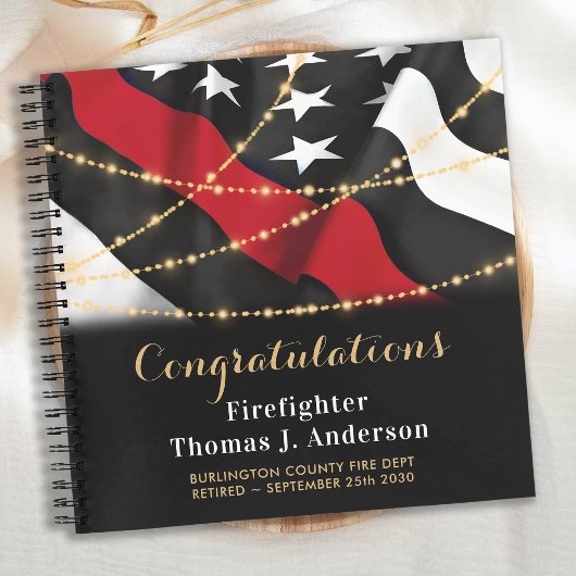 消防士の退職シンレッドライン国旗のゲスト ノートブック