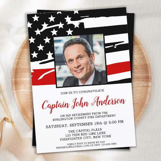 消防士の退職パーソナライズされた写真パーティー 招待状