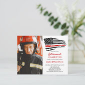 消防士の退職パーティの招待状はがき インビテーションポストカード (スタンド正面)
