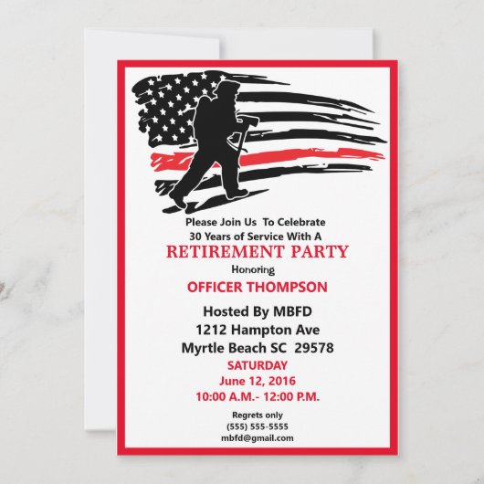 消防士の退職パーティの招待状 招待状 (正面)