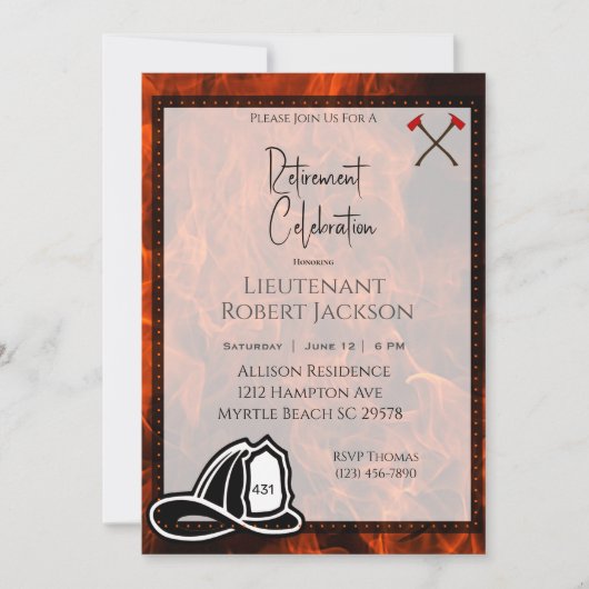 消防士の退職パーティの招待状 招待状 (正面)