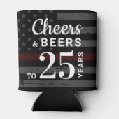 消防士の退職パーティーパーソナライズされた赤線 缶クーラー (裏面)