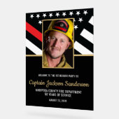 消防士の退職パーティー消防士の写真 アクリルサイン (傾斜)