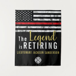 消防士の退職パーティー消防士の薄い赤い線 タペストリー