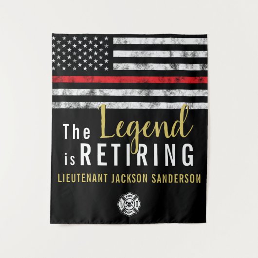 消防士の退職パーティー消防士の薄い赤い線 タペストリー (正面)