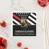 消防士の退職パーティー消防士の赤線の旗 スタンダードカクテルナプキン (インサイチュ)