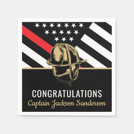 消防士の退職パーティー消防士の赤線の旗 スタンダードカクテルナプキン