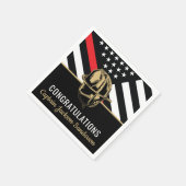 消防士の退職パーティー消防士の赤線の旗 スタンダードカクテルナプキン (角)