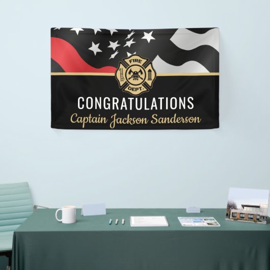 消防士の退職パーティー消防士の赤線の旗 横断幕 (トレードショー)