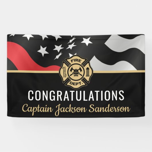 消防士の退職パーティー消防士の赤線の旗 横断幕 (横)