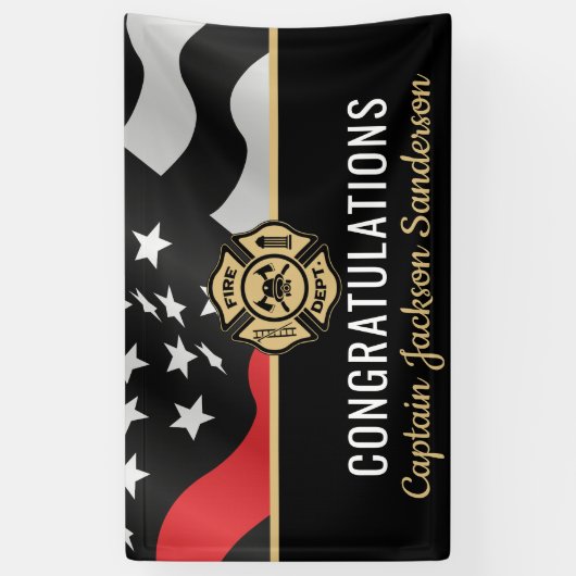 消防士の退職パーティー消防士の赤線の旗 横断幕 (縦)