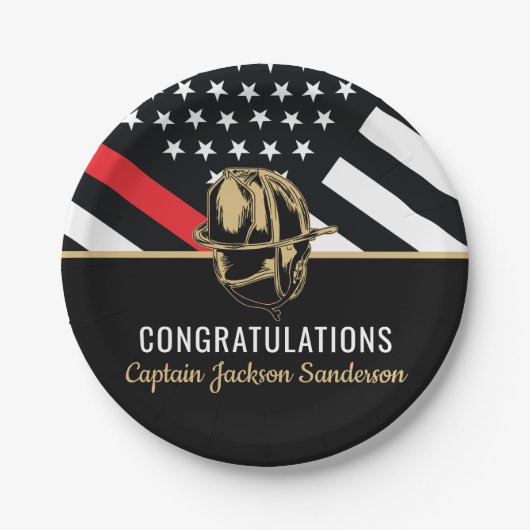 消防士の退職パーティー消防赤線の旗 ペーパープレート (正面)