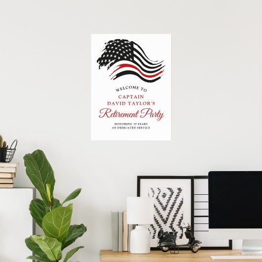 消防士の退職パーティー薄い赤いラインへようこそ ポスター (ホームオフィス)