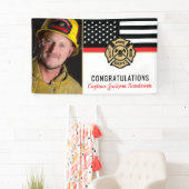 消防士の退職パーティー薄い赤線の写真 横断幕 (インサイチュ)