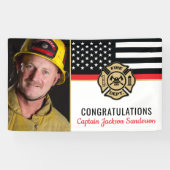 消防士の退職パーティー薄い赤線の写真 横断幕 (横)