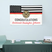 消防士の退職パーティー薄い赤線の消防士 横断幕 (トレードショー)