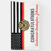 消防士の退職パーティー薄い赤線の消防士 横断幕 (縦)