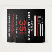 消防士の退職パーティー薄い赤線フラグ タペストリー (正面(横))