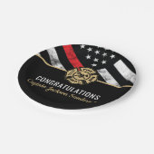 消防士の退職パーティー薄い赤線 ペーパープレート (アングル)