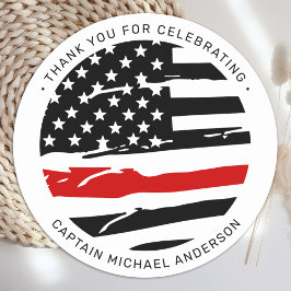 消防士の退職パーティー薄い赤線 ラウンドシール