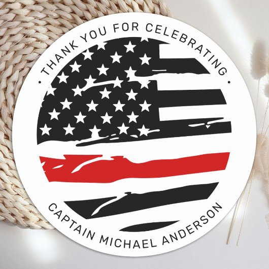 消防士の退職パーティー薄い赤線 ラウンドシール