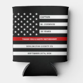 消防士の退職パーティー薄い赤線 缶クーラー (正面)