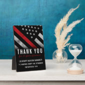 消防士の退職パーティー記念日レッドライン フォトプラーク (側面)