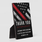 消防士の退職パーティー記念日レッドライン フォトプラーク (側面)