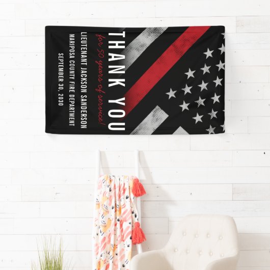 消防士の退職パーティー記念日レッドライン 横断幕 (インサイチュ)