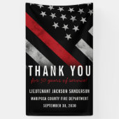 消防士の退職パーティー記念日レッドライン 横断幕 (縦)