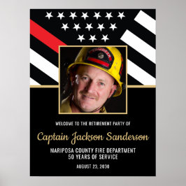 消防士の退職パーティー赤い線のフラグ写真 ポスター
