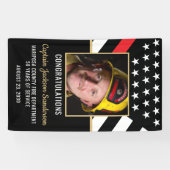 消防士の退職パーティー赤い線のフラグ写真 横断幕 (横)